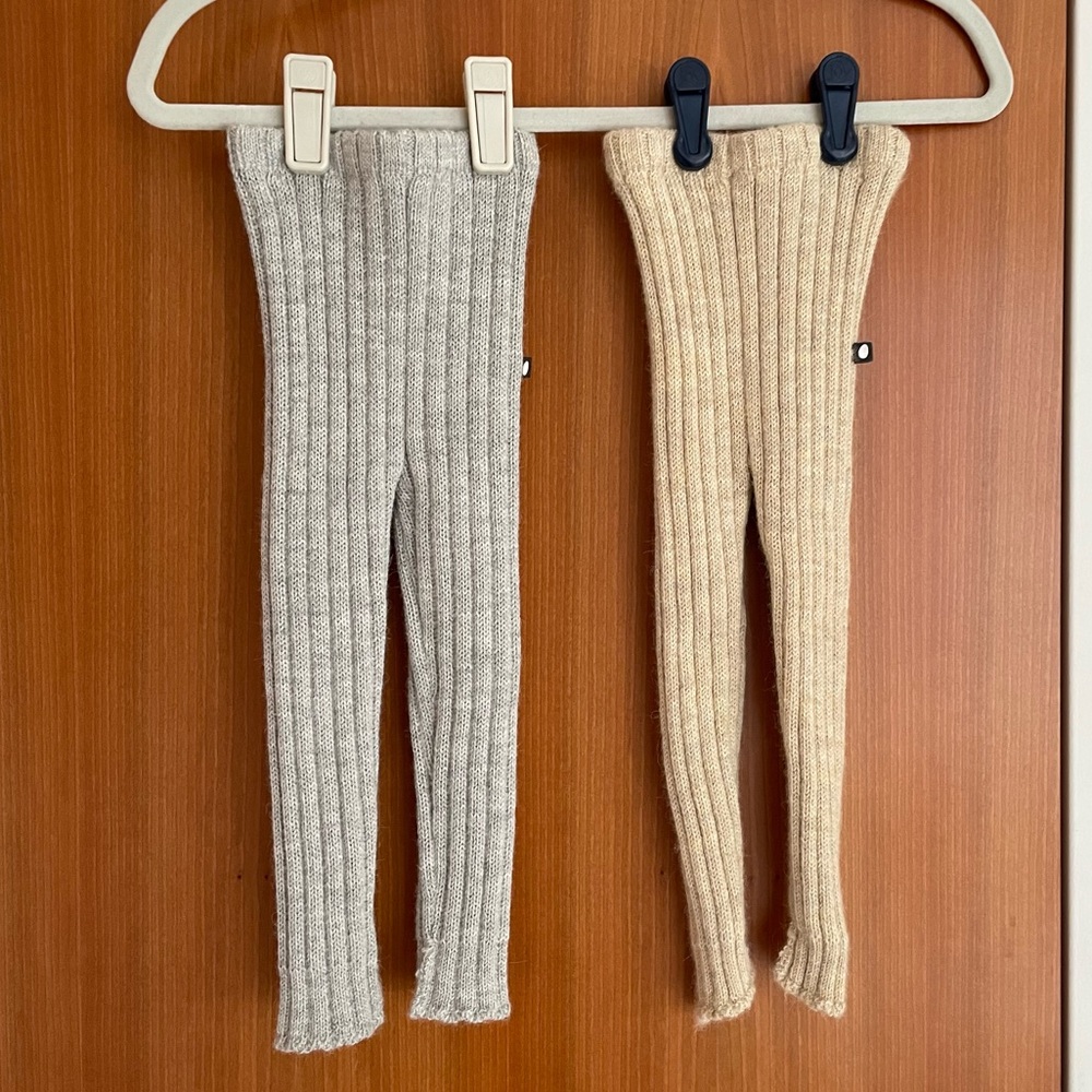 Oeuf 3-6m Everyday Pants in Beige and Gray